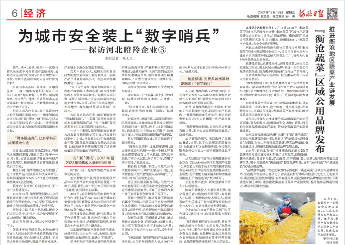 河北日报对威九国际智能专题报道：瞪羚企业——为城市安全装上 “数字哨兵”
